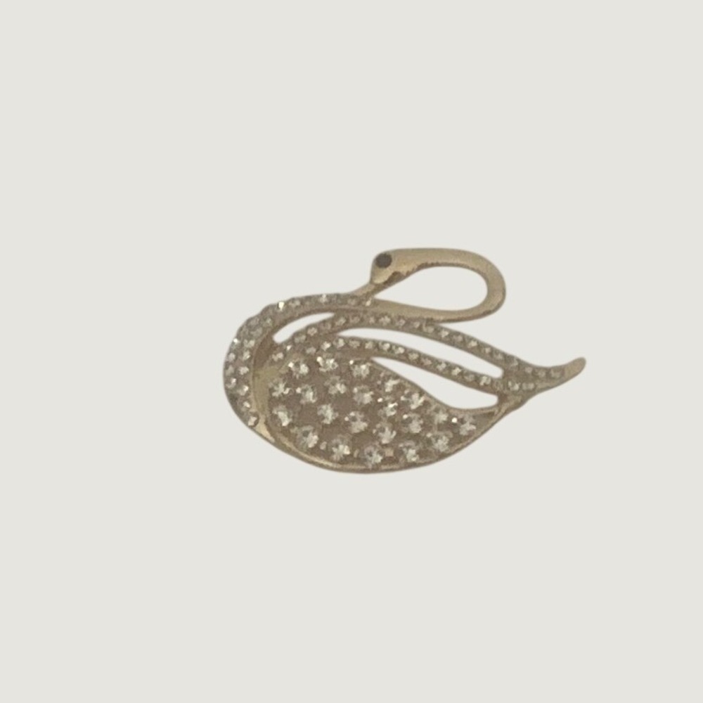 Vintage Gold Tone Rhinestone Swan Brooch Pin Crystal Animal Jewelry